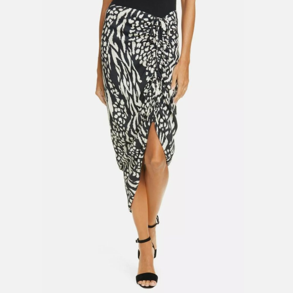 Veronica Beard Black Ivory ruched womens skirt